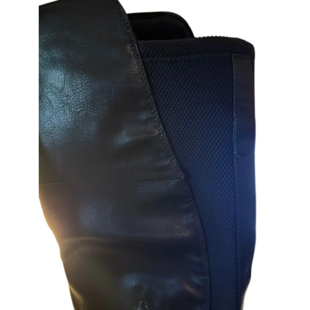 Baretraps Anika Black Leather Over The Knee Boots‎ Stretch Back Panel 9.5M